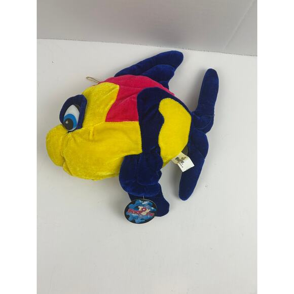Toy Factory Multicolor Fish Plush Blue Yellow Red 14" Stuffed Animal - Picture 1 of 11